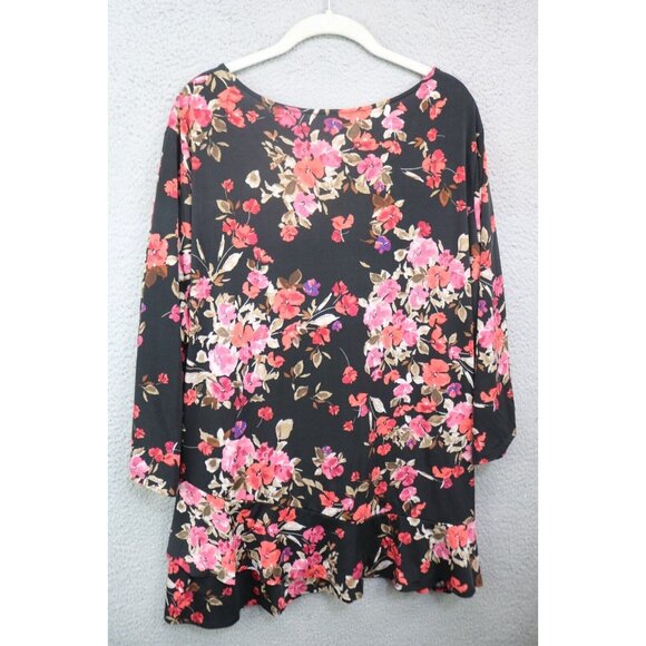 Susan Graver 3/4 Sleeve Dark Floral Tunic-Size 3X-Whimsigoth - Picture 8 of 10